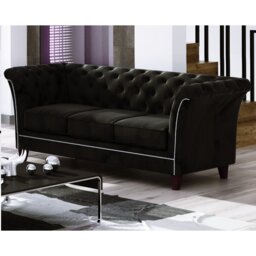 Chesterfield  Sofa 3 Seater Made of Velvet Fabric with Solid Wood Legs