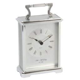 Roman Numeral Metal Quartz Movement / Crystal Tabletop Clock in Silver
