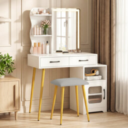 Vanity Set With Mirror & Lights Makeup Dressing Table With Stool