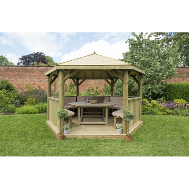 Furnished 4.3m x 3.7m Wooden Gazebo with Timber Roof with Installation Service