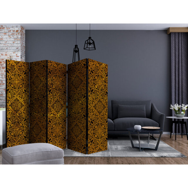 Gulfasa 225cm W x 172cm H 5 - Panel Solid Wood Folding Room Divider
