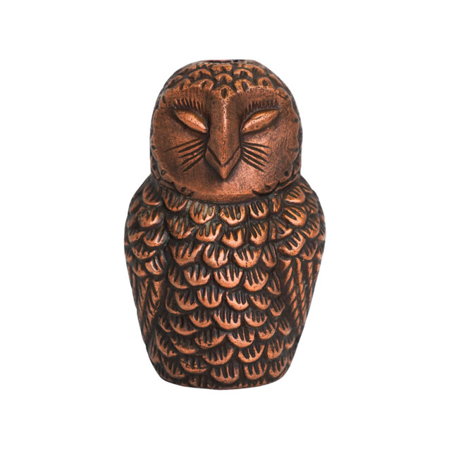 Cast Aluminium Owl Candle Holder Antique Copper H14.5Cm W7.5Cm