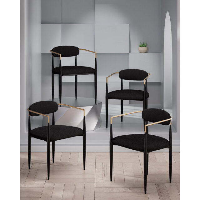 Modern Upholstered Dining Chair, Boucle Accent Armchair (Set Of 4)