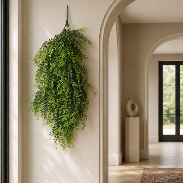 Artificial Hanging Plants Fire / UV Resistant 85cm Faux Fern Plant