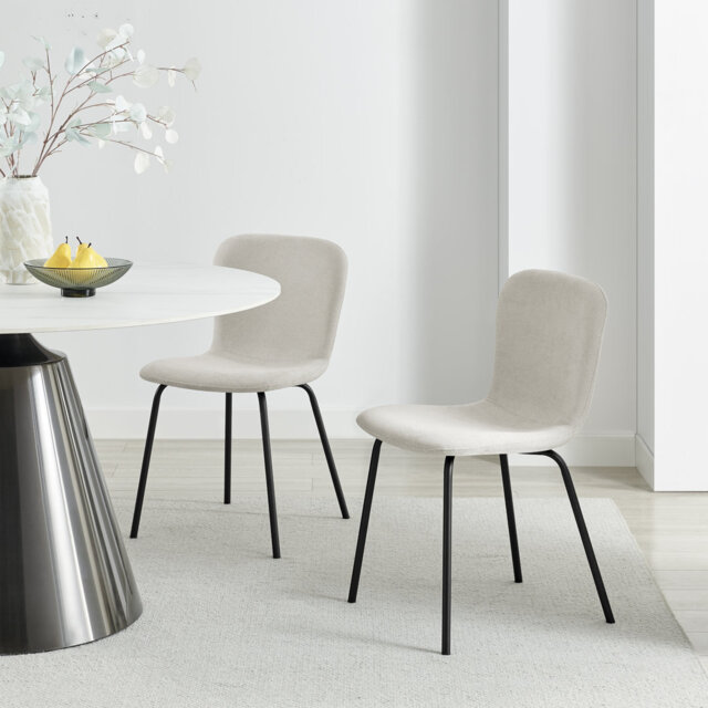 Aston Wing Backed Linen Dining Chairs With Tapered Metal Legs (Set Of 2) - Contemporary Design