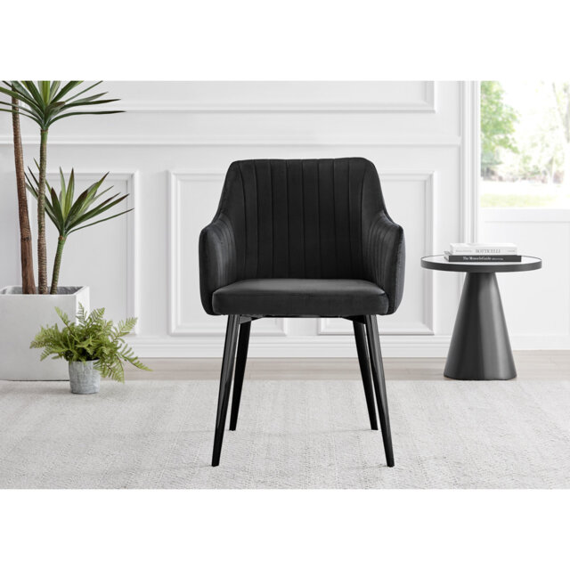 Tierra Modern Chrome Metal & Glass Round Dining Table Set with 4 Luxury Button Velvet Chairs