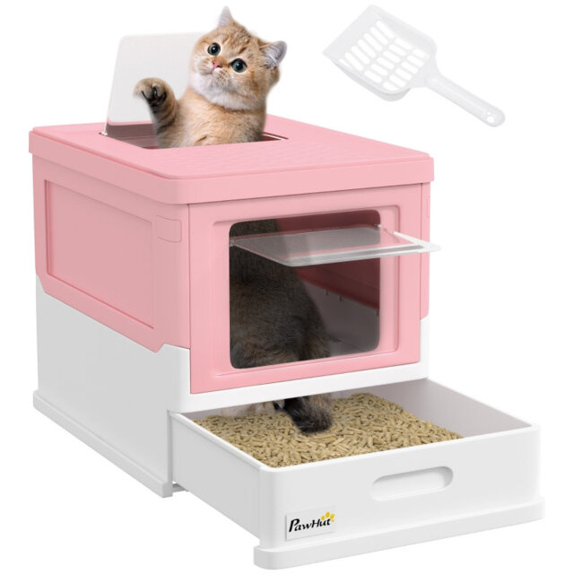 Hooded , Portable 47.5*35.5*36.7 cm Polypropylene 1 Piece Hooded Cat Litter Box Pink Odour-Control Design