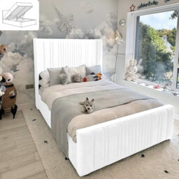 Morio Upholstered Bed - Wingback Ottoman Storage with Plush Velvet Gas Lift