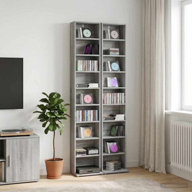 CD Cabinet Engineered Wood Indoor Media Storage Unit Rack Bedroom Home