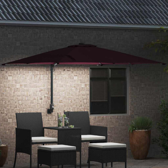 Garden Parasol with LED Strip Lights Manual Polyester and Steel Solar