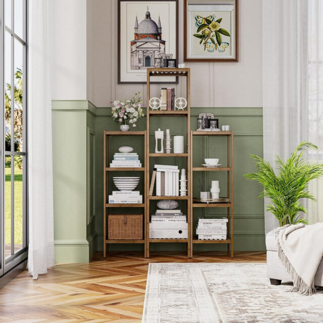 147cm H x 33cm W Bamboo / Rattan Bookcase