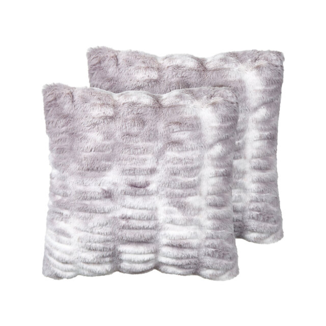 Set of 2 Faux Fur Cushions 45 x 45 cm Grey Stanelli