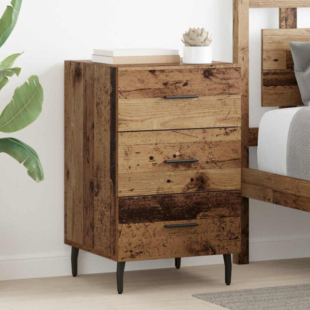 Bedside Cabinet Old Wood 40 X 40 X 66 Cm Engineered Wood
