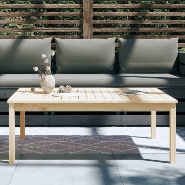 Stefon Rectangular Pine Solid Wood Outdoor Coffee Table