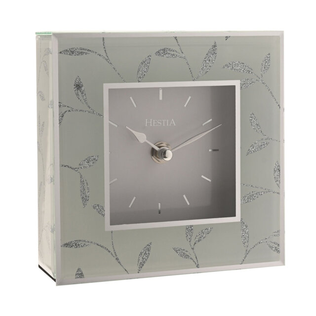 No Time Display Type Glass Quartz Movement / Crystal Tabletop Clock Silver