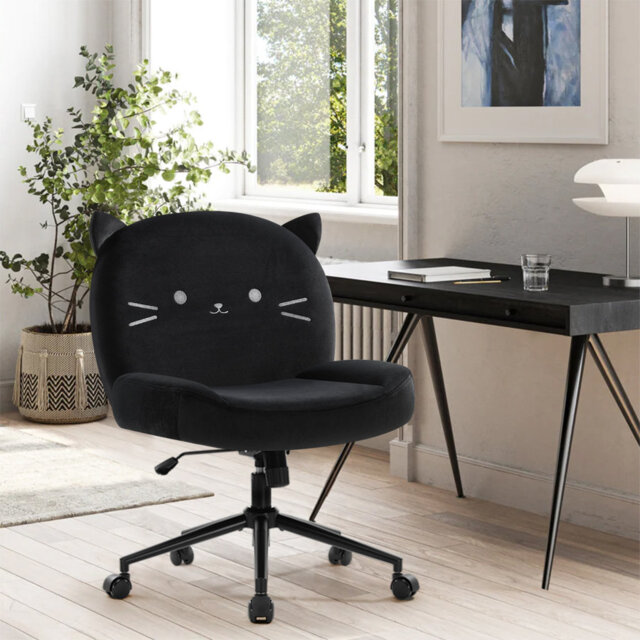 Armless Office Desk Chair With Wheels,ergonomic Criss Cross Legged Computer Chair With Fabric Padded, Height Adjustable Wide Seat Vanity Chair,mid Bac