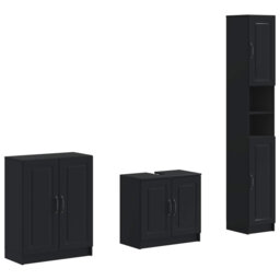 3 Piece Bathroom Cabinet Set with Shelf EDE Engineered Wood Furniture