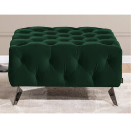 Whitby 80cm Wide Velvet Tufted Square No Pattern Footstool Ottoman