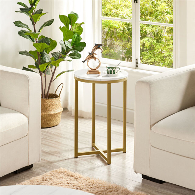 Metal Frame End Table, Round Side Table