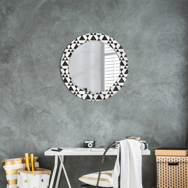 Huldar Round Glass Framed Wall Mounted Accent Mirror in White