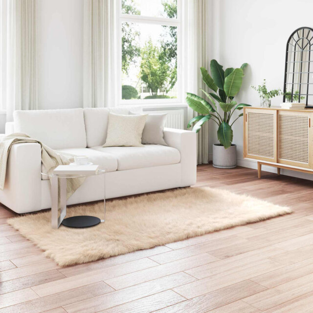 Faux Sheepskin Rug Tafalla Beige 240 X 240 Cm Polyester
