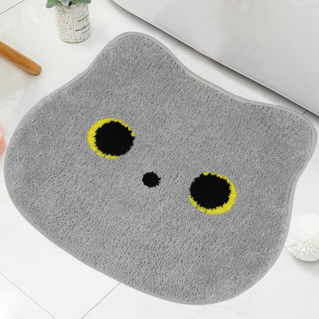 "Grey Cat Bath Mat - 20x22"" - Soft, Absorbent & Non-Slip - Cute Decor for Bathroom/Living Room/Bedroom/Kitchen"