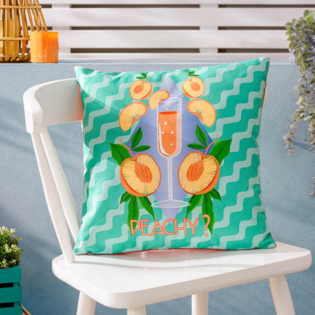 Indoor / Outdoor Abstract Blue Square Cushion