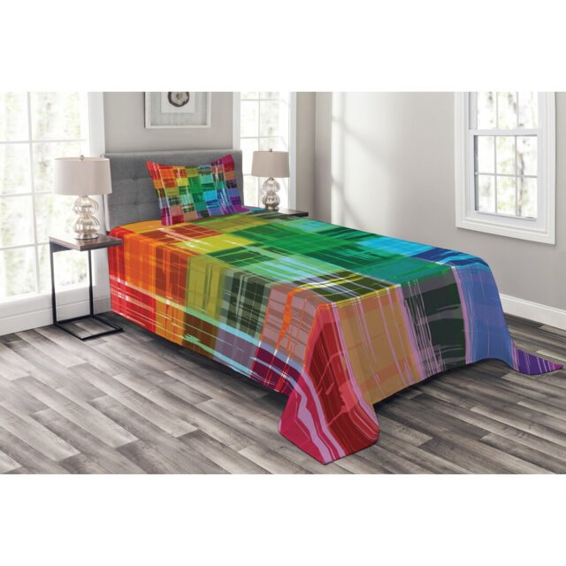 Adriell Multicolour Microfibre Bedspread Set
