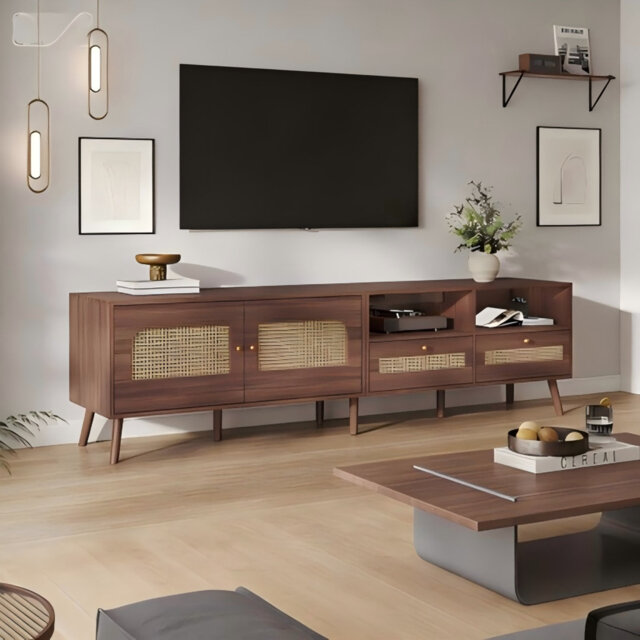 Tv Stand For Tvs Up To 90ââ With 2 Drawers And 2 Doors Walnut