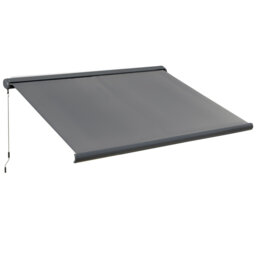 3 X 2.5m Grey Electric Retractable Awning, Aluminium Steel Frame Full Cassette Canopy With Remote Control, Upf50+ Uv Protection For Patio Door Window