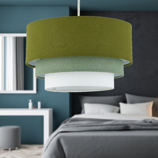 17.5cm H Linen Lamp Shade in Sage Green Ombre Linen