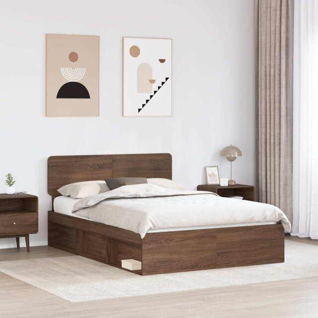 Bed Frame With Headboard Black 140 X 200 Cm Solid Pine Wood