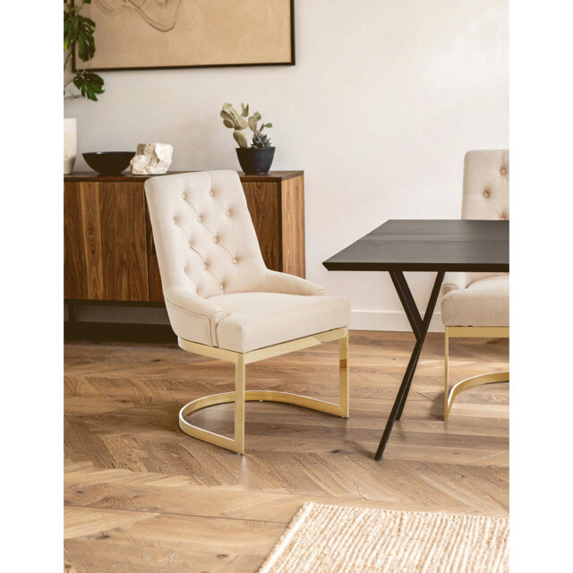 Carwell 48cm H Tufted Upholstered Metal Cantilever Chair