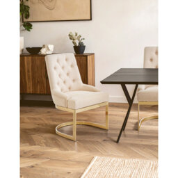 Carwell 48cm H Tufted Upholstered Metal Cantilever Chair