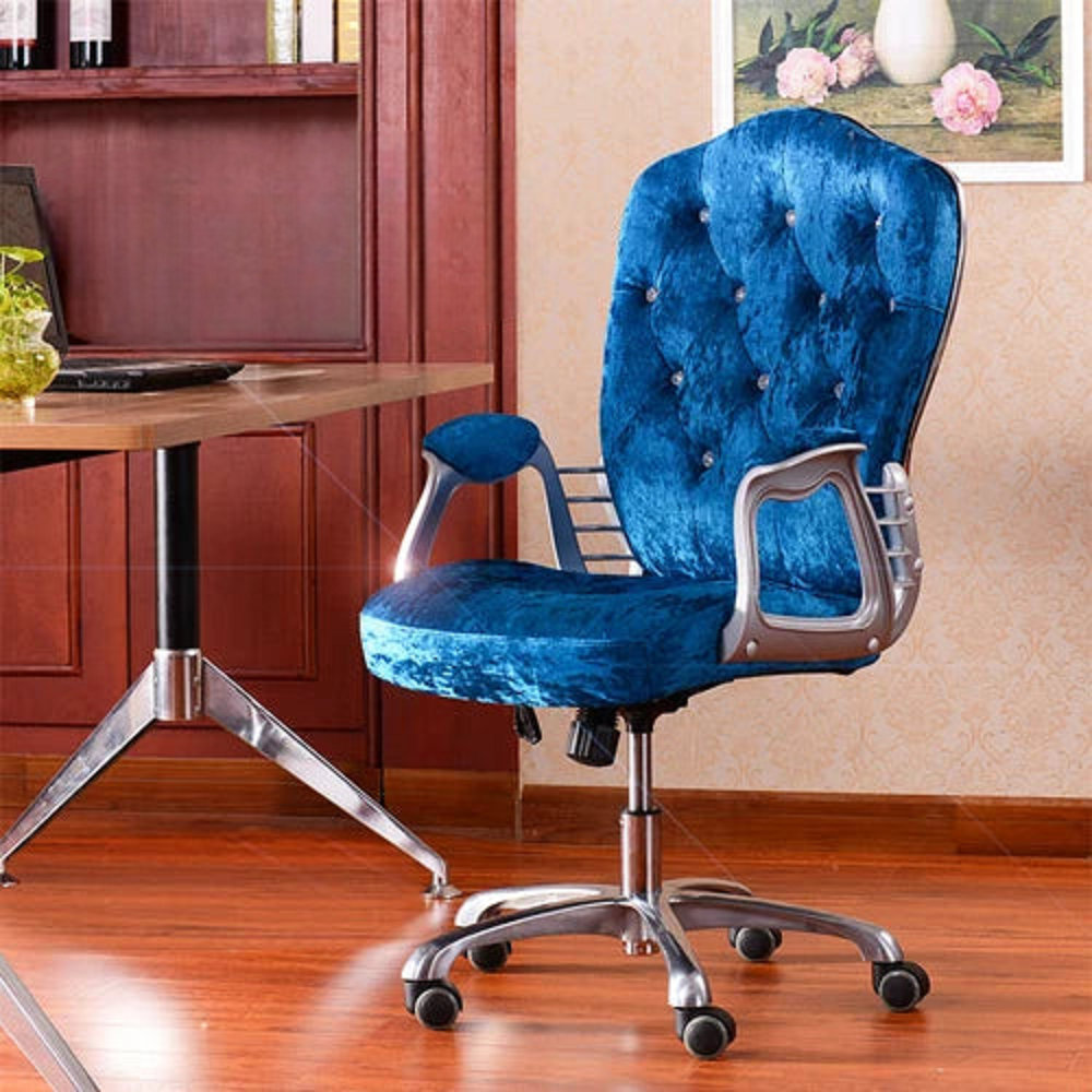 Wheels Glides Office Chair Swivel Luxury Velvet Height Extender