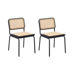 Set of 2 Dining Chairs CORVALLIS PE Rattan Black