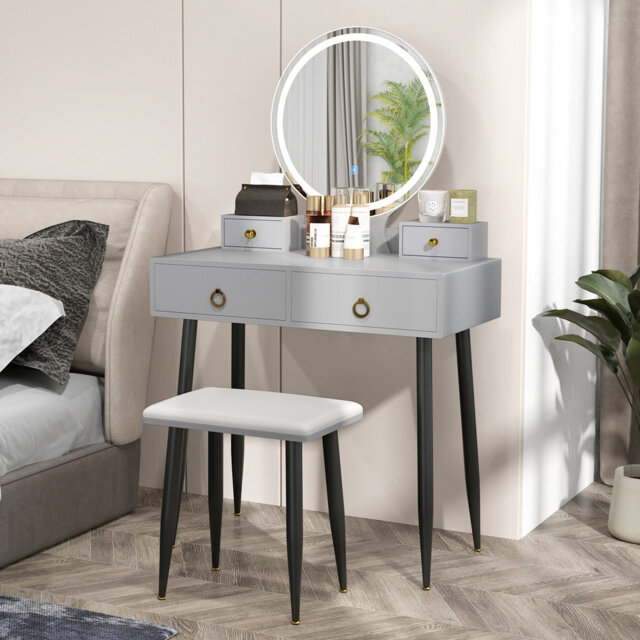 Dressing Table with Mirror and Seat and Storage Included