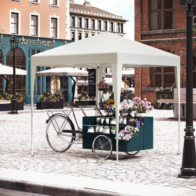 Gazebo, folding gazebo 2 x 2m, with 4 side walls, party tent water-repellent UV protection 50+, height-adjustable garden gazebo, with carrying bag, fo