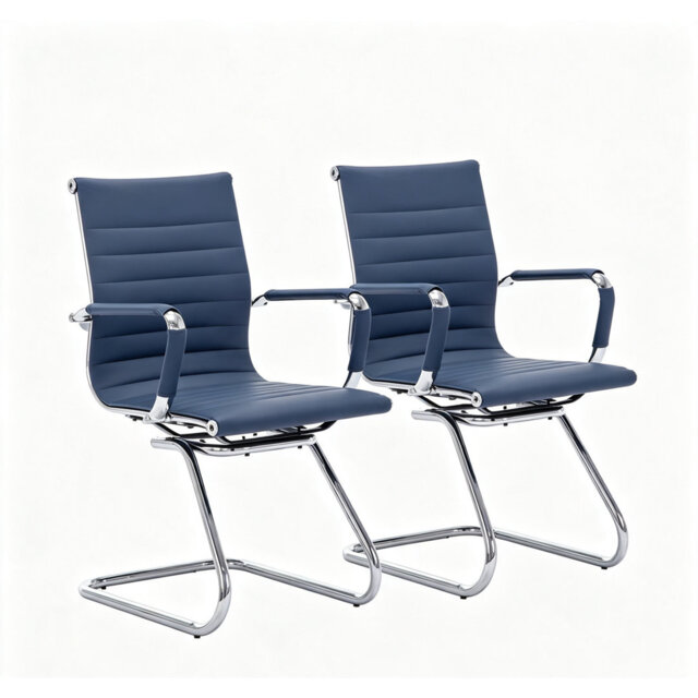 Averyon Leather Conference Chair Cantilever Office Chairs with Waterproof PU Leather Curved Armrests Ergonomic Office Guest Seating