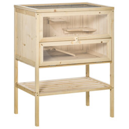 Wooden Hamster Cage with Storage Shelf 60 x 40 x 80 cm Natural