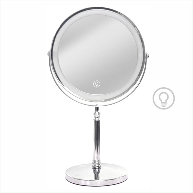 Makeup Mirror With Lights 8 Inch 1X/10X Rechargeable Double Sided Magnifying 360° Rotation LED HD Mirror With 3 Colors
