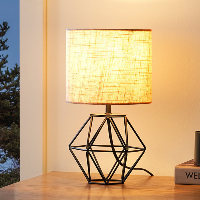 28.5CM Metal Table Lamp With Linen Shade