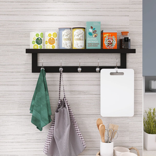 Aydian Solid Wood Wall 5 - Hook Wall Mounted Coat Rack