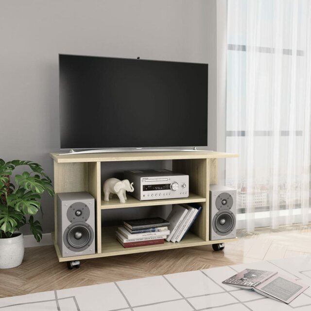 Hanska TV Cabinet with Castors 80x40x45 cm Engineered Wood