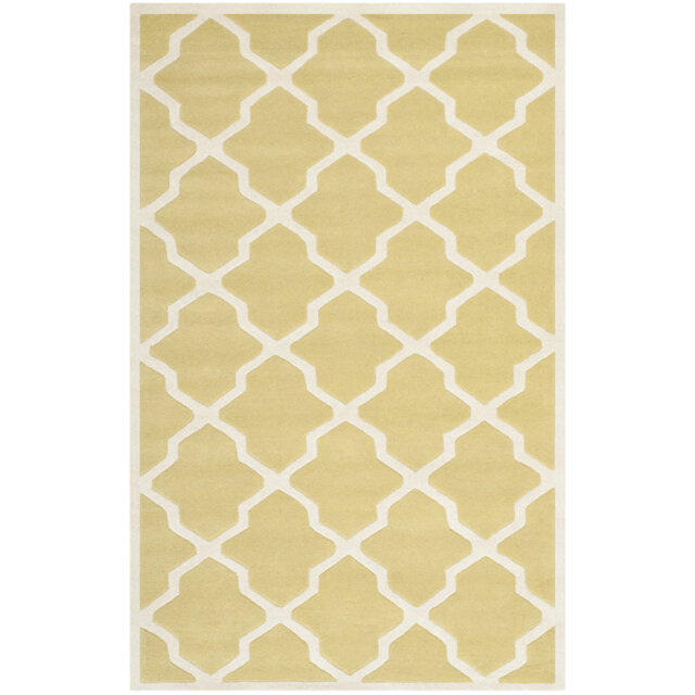 Terral Handmade Tufted Wool Light Gold/Ivory Rug