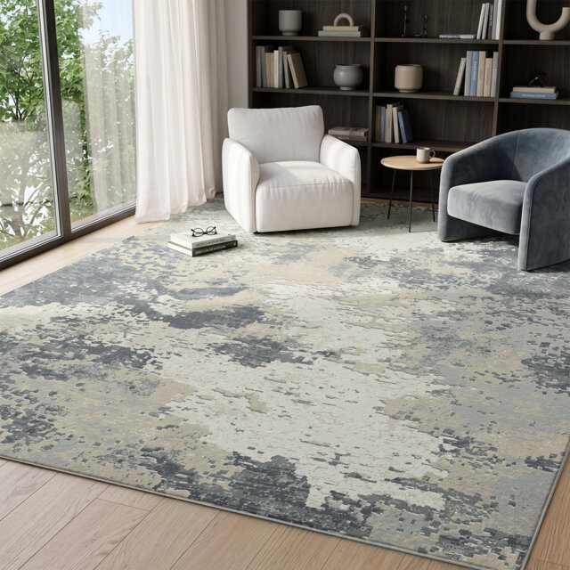 Abstract Machine Printed Area Rug