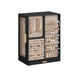Large Jewellery Organiser Box With Storage Drawers Black