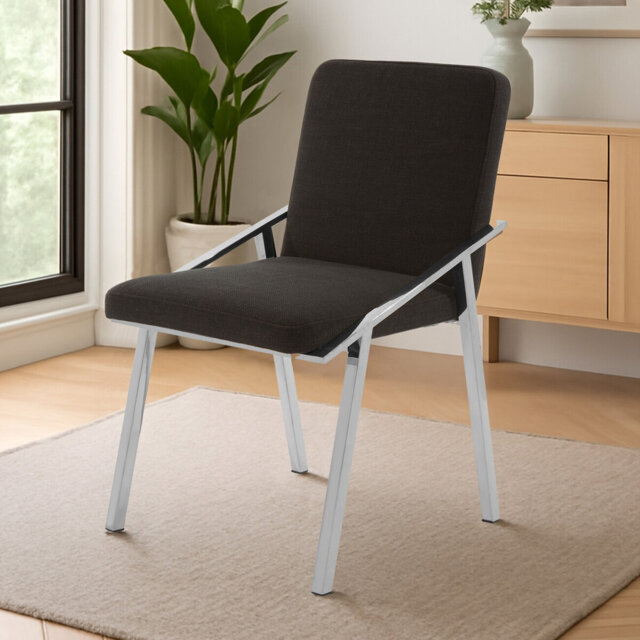 Camelot 45cm H Upholstered Metal Side Chair in Black