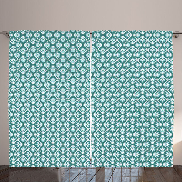 Rustic curtain, floral spring fever, floral, teal sky blue and white