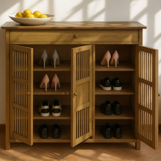 24 Pair Wooden Hallway Shoe Storage Cabinet